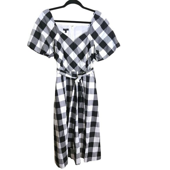 Talbots Zinnia Gingham Fit & Flare Poplin Dress Sweetheart NecklineSize 10p - Picture 2 of 11